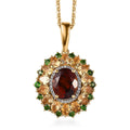 Premium Santa Ana Madeira Citrine and Multi Gemstone Floral Pendant Necklace 20 Inches in Vermeil Yellow Gold Over Sterling Silver 6.00 ctw - Sticky add to cart bar