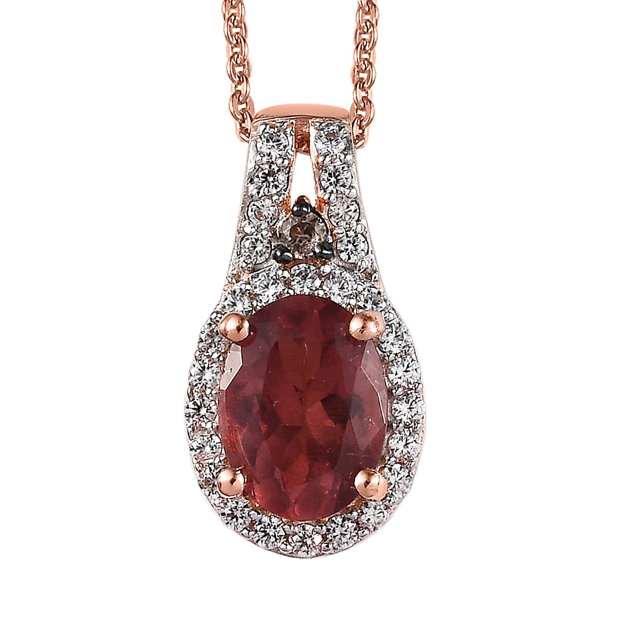 Blush Apatite and Multi Gemstone Halo Pendant Necklace 20 Inches in Vermeil Rose Gold Over Sterling Silver 1.60 ctw