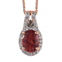 Blush Apatite and Multi Gemstone Halo Pendant Necklace 20 Inches in Vermeil Rose Gold Over Sterling Silver 1.60 ctw
