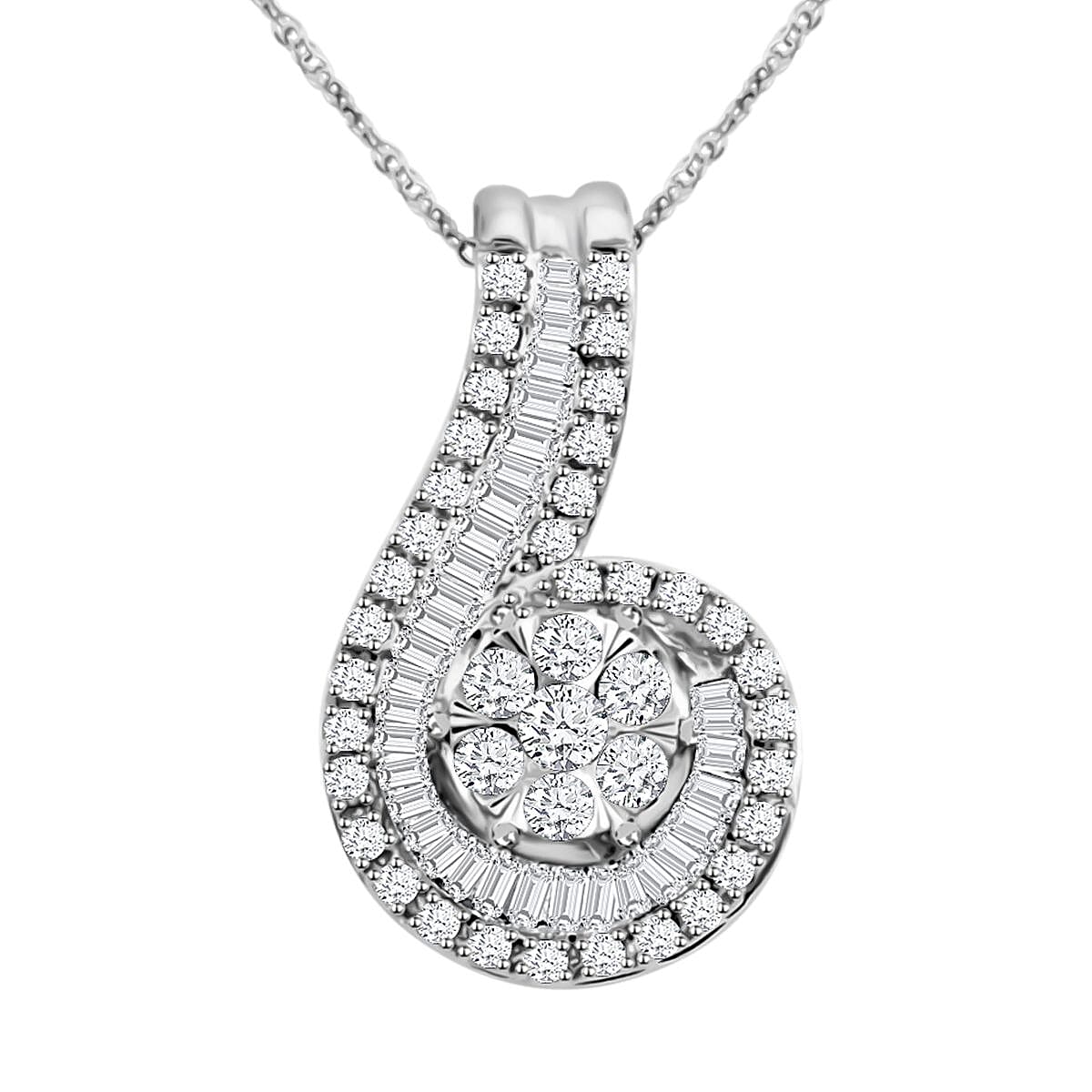 10K White Gold H SI3 Diamond Pendant Necklace 18 Inches 0.75 ctw