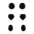 Black Tourmaline Set of 3 Stud Earrings in Platinum Over Sterling Silver 10.40 ctw - Sticky add to cart bar