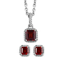 Mozambique Garnet Earrings and Pendant Necklace 20 Inches in Platinum Over Sterling Silver 1.75 ctw - Sticky add to cart bar