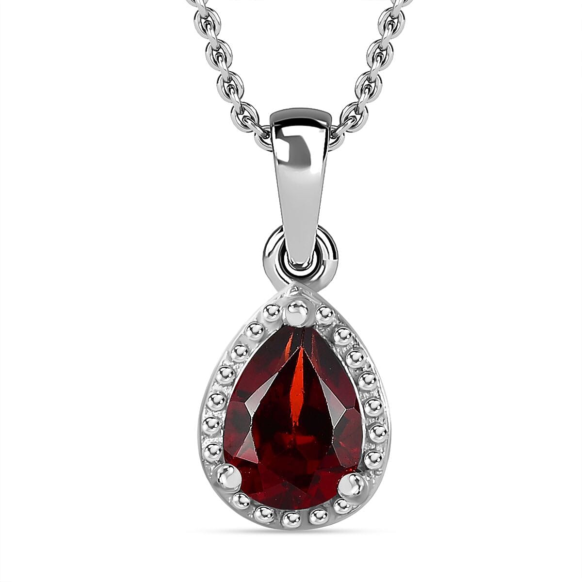 Mozambique Garnet Earrings and Pendant Necklace 20 Inches in Platinum Over Sterling Silver 1.65 ctw
