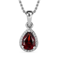 Mozambique Garnet Earrings and Pendant Necklace 20 Inches in Platinum Over Sterling Silver 1.65 ctw