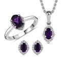 Premium African Amethyst Earrings, Solitaire Ring (Size 5.0) and Pendant in Platinum Over Sterling Silver with Stainless Steel Necklace (20 Inches) 1.35 ctw - Sticky add to cart bar