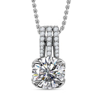 Moissanite Pendant Necklace 20 Inches in Platinum Over Sterling Silver 2.10 ctw