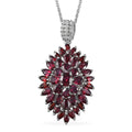 Anthill Garnet 6.15 ctw Floral Spray Pendant Necklace in Platinum Over Sterling Silver 20 Inches - Sticky add to cart bar