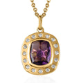 Premium Moroccan Amethyst and Moissanite Medallion Pendant Necklace 20 Inches in Vermeil Yellow Gold Over Sterling Silver 3.10 ctw - Sticky add to cart bar