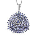 Tanzanite and Moissanite Cluster Pendant Necklace 20 Inches in Platinum Over Sterling Silver 6.20 ctw - Sticky add to cart bar