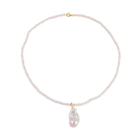 White Baroque Pearl Pendant with Freshwater Cultured Pearl Necklace in 14K YG Over Sterling Silver (20 Inches)