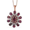 Anthill Garnet, White and Coffee Zircon 3.60 ctw Floral Pendant Necklace in Vermeil Rose Gold Over Sterling Silver 20 Inches - Sticky add to cart bar