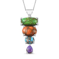 Mojave Multi Color Turquoise Pendant Necklace 20 Inches in Platinum Over Sterling Silver 15.70 ctw - Sticky add to cart bar