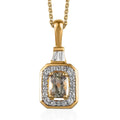 AAA Turkizite and White Zircon Halo Pendant Necklace 20 Inches in Vermeil Yellow Gold Over Sterling Silver 1.00 ctw - Sticky add to cart bar