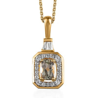 AAA Turkizite and White Zircon Halo Pendant Necklace 20 Inches in Vermeil Yellow Gold Over Sterling Silver 1.00 ctw