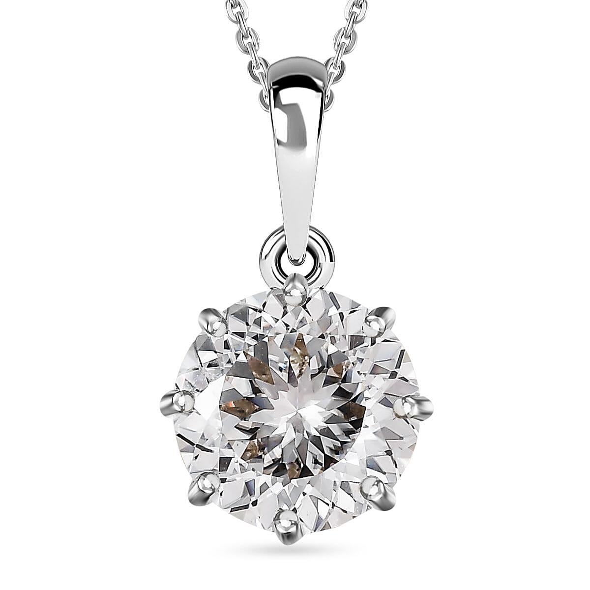 120 Facets Moissanite Pendant Necklace 20 Inches in Platinum Over Sterling Silver 2.50 ctw