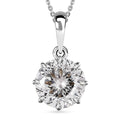 120 Facets Moissanite Pendant Necklace 20 Inches in Platinum Over Sterling Silver 2.50 ctw - Sticky add to cart bar