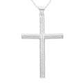 Sterling Silver Textured Cross Pendant Necklace 18 Inches 2.55 Grams - Sticky add to cart bar