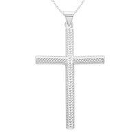 Sterling Silver Textured Cross Pendant Necklace 18 Inches 2.55 Grams