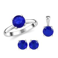 Doorbuster Tanzanian Blue Spinel (DF) Solitaire Stud Earrings, Ring (Size 5.00) and Pendant Necklace 18 Inches in Platinum Over Sterling Silver 5.10