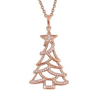 Simulated Diamond Pendant Necklace in 14K RG Over Sterling Silver (20 Inches)