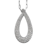 White Zircon Pendant Necklace (18 Inches) in Rhodium Over Sterling Silver 1.85 ctw
