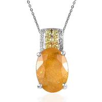 Yellow Sapphire (FF) and Multi Gemstone Pendant Necklace 20 Inches in Platinum Over Sterling Silver 12.20 ctw