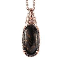 Matrix Silver Shungite Pendant in 14K Rose Gold Over Copper with Magnet and Stainless Steel Necklace 20 Inches 8.40 ctw