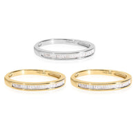 Doorbuster Diamond Set of 3 Ring in Vermeil Yellow Gold and Platinum Over Sterling Silver (Size 5.0) 0.50 ctw