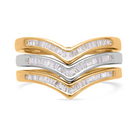 Set of 3 Diamond Ring in Vermeil YG and Platinum Over Sterling Silver (Size 5.0) 0.50 ctw