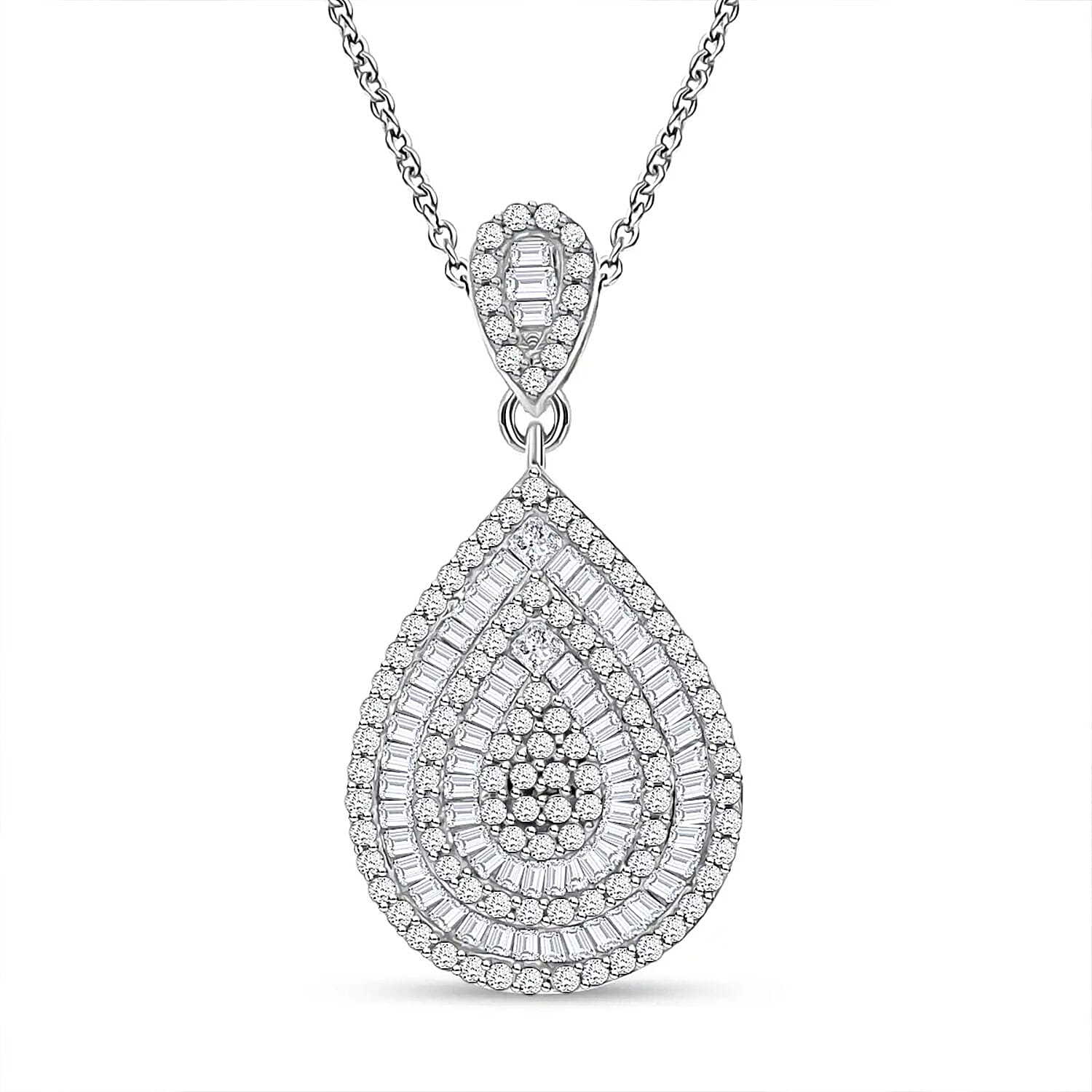 Doorbuster Diamond Pendant Necklace 18 Inches in Platinum Over Sterling Silver 1.00 ctw