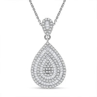 Doorbuster Diamond Pendant Necklace 18 Inches in Platinum Over Sterling Silver 1.00 ctw