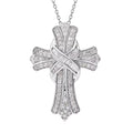 Doorbuster Diamond Cross Pendant Necklace 18 Inches in Platinum Over Sterling Silver 0.50 ctw - Sticky add to cart bar