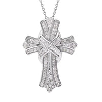 Doorbuster Diamond Cross Pendant Necklace 18 Inches in Platinum Over Sterling Silver 0.50 ctw