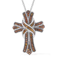 Doorbuster Diamond Cross Pendant Necklace 18 Inches in Platinum Over Sterling Silver 0.50 ctw - Sticky add to cart bar