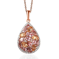 Blush Tourmaline and Multi Gemstone Pendant Necklace 20 Inches in Vermeil Rose Gold Over Sterling Silver 3.75 ctw