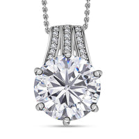 Moissanite and Ouro Fino Rubellite Pendant Necklace 20 Inches in Platinum Over Sterling Silver 6.10 ctw