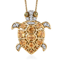 GP Trionfo Collection Premium Brazilian Citrine and Multi Gemstone Turtle Pendant Necklace 20 Inches in Vermeil Yellow Gold Over Sterling Silver 2.00 ctw