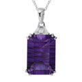 Concave Cut Amethyst and White Topaz Pendant Necklace 18 Inches in Platinum Over Sterling Silver 21.20 ctw - Sticky add to cart bar