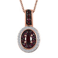 Anthill Garnet Double Halo Pendant Necklace 20 Inches in Vermeil Rose Gold Over Sterling Silver 0.75 ctw - Sticky add to cart bar