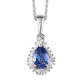 AAA Tanzanite and Diamond Halo Pendant Necklace 20 Inches in Platinum Over Sterling Silver 0.75 ctw - Sticky add to cart bar
