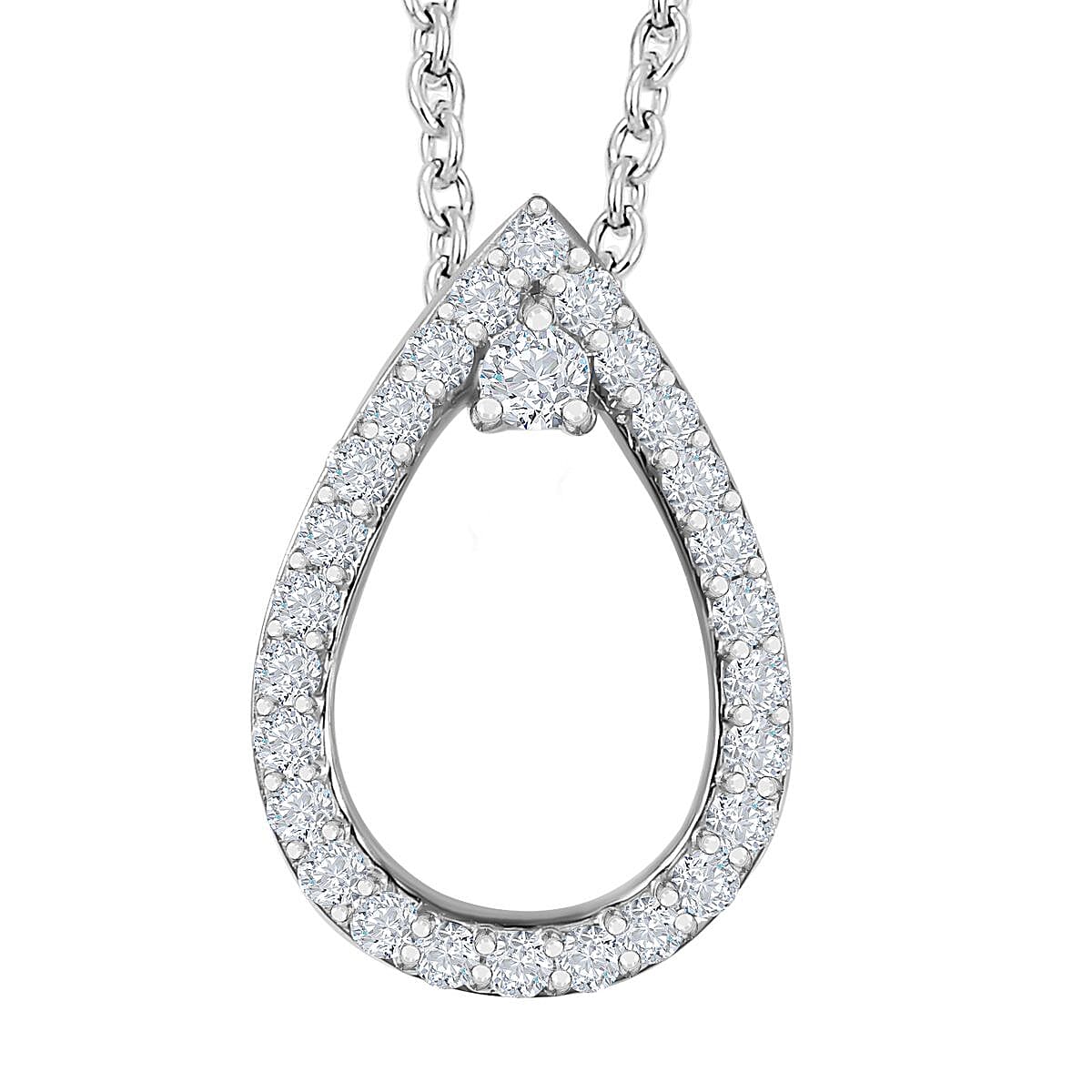 Luxoro 10K White Gold Diamond (G-H, I2) Pendant Necklace (20 Inches) 0.25 ctw
