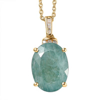 One Time Only Premium Grandidierite (Ovl), Diamond Pendant Necklace (20 Inches) in Vermeil YG Over Sterling Silver 9.80 ctw