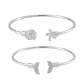 Simulated Diamond Set of 2 Sea Life Cuff Bracelet (7.50 In) in Silvertone 0.70 ctw - Sticky add to cart bar