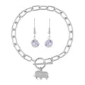 Simulated Diamond, Austrian Crystal Bracelet (7.50In) and Earrings in Silvertone 0.30 ctw - Sticky add to cart bar
