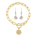 Simulated Diamond, Austrian Crystal Bracelet (7.50In) and Earrings in Goldtone 0.30 ctw - Sticky add to cart bar