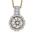 Moissanite Floral Pendant Necklace 20 Inches in Vermeil Yellow Gold Over Sterling Silver 1.60 ctw - Sticky add to cart bar