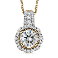 Moissanite Floral Pendant Necklace 20 Inches in Vermeil Yellow Gold Over Sterling Silver 1.60 ctw