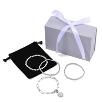Set of 4 Stretch & Adjustable Bracelet in Stainless Steel