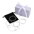 Set of 5 White Crystal Rolo, Oval, Beaded, Paper Clip Chain Bracelet in Stainless Steel (Adjustable) (7.50-9.00In) - Sticky add to cart bar