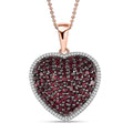 Anthill Garnet Heart Pendant Necklace 20 Inches in Vermeil Rose Gold Over Sterling Silver 3.60 ctw - Sticky add to cart bar